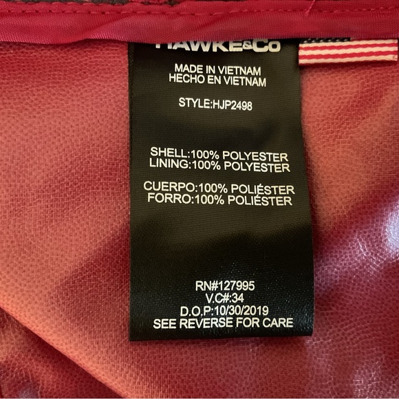 Hawke & Co Sport Men’s Red Hooded Windbreaker. Size XL - Picture 5 of 6